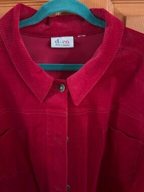 d&co. Red Corduroy Button-Up Jacket
